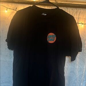 Santa Cruz Skateboards Black Tee with Red and Blue Logo